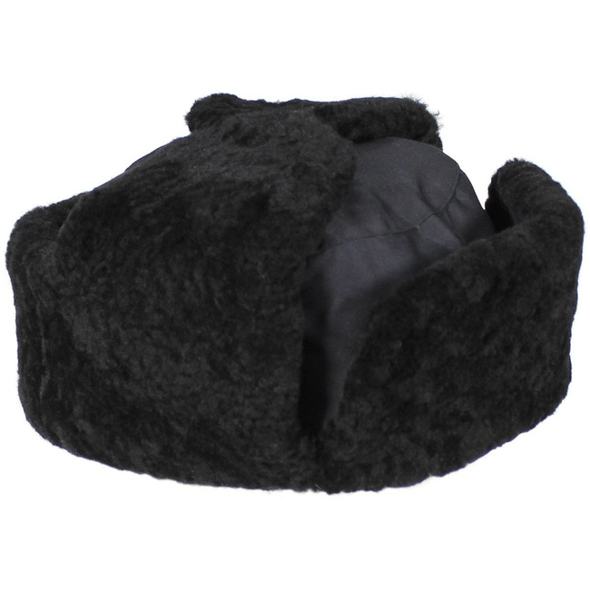CZ Winter Cap, black, with real fur, like new - small sizes