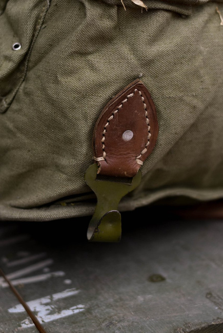 Katonai hátizsák- Hidegháborús román hadsereg (vászon) - vintage ritka - Zöld OD - Mint új