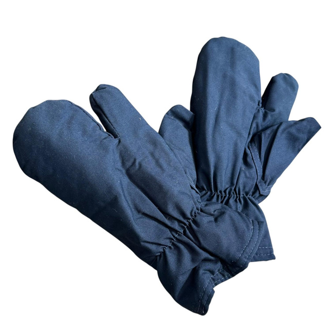 Béléses védőkesztyűk katonai tarpaulin anyagból, háromujjas – Román Katonai Surplus – Sötétkék – Jó állapotban