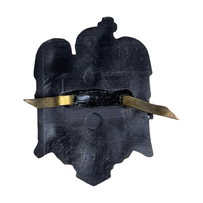 BADGE - ROMANIAN COAT OF ARMS - MILITARY TECHNICAL ACADEMY GRADUATE - ROMANIAN ARMY MILITARY SURPLUS - BLACK - IN GOOD CONDITION