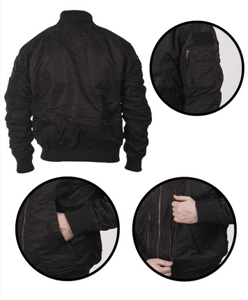 US TACTICAL FLIGHT JACKET - Mil-Tec - BLACK