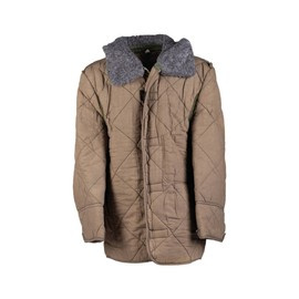 CZECH QUILTED JACKET WITH WOVEN FUR BRAID - MILITARY SURPLUS FROM CZECH ARMY - USED