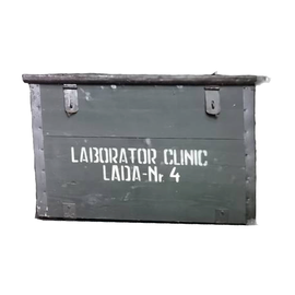 FÁBÓL KÉSZÜLT KATONAI TÁROLÓ LÁDA - ROMÁN HADSEREG TÖBBLET - NR.4 - 85 x 58 x 63 CM