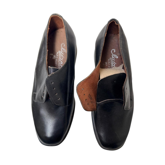 Leather Shoes - Clujana - Romanian Army Military Surplus - Black - Good Condition