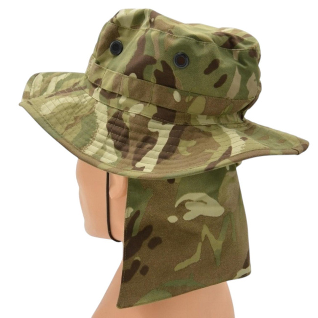 Boonie Hat with Detachable Neck Flap - British Army Military Surplus - MTP Camouflage - Used