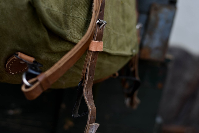 Katonai hátizsák- Hidegháborús román hadsereg (vászon) - vintage ritka - Zöld OD - Mint új