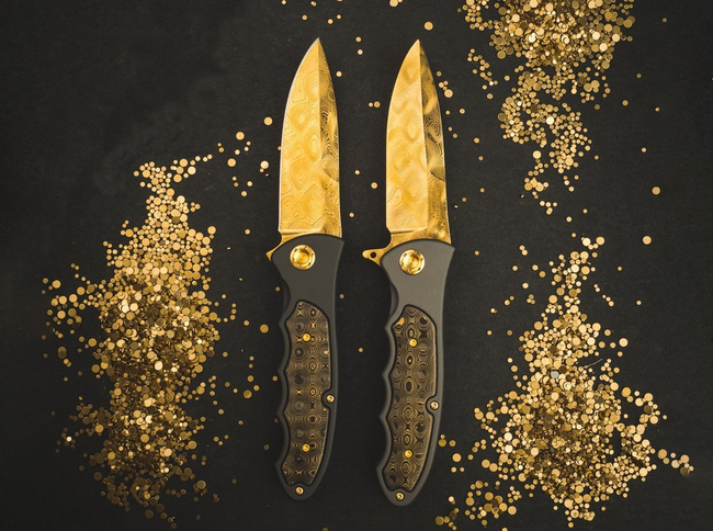 "LEOPARD-DAMASCUS III GOLD 42" Zsebkés - BOKER