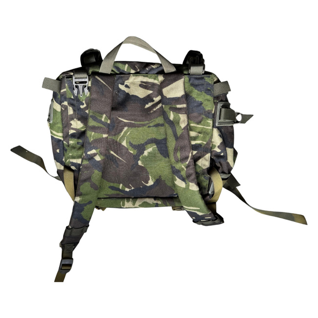 BIG MILITARY COMBAT BACKPACK WITH POCKET, DETACHABLE OUTER POUCH - MOTEXCO - 90L - MILITARY SURPLUS ROMANIAN ARMY - CAMOUFLAGE MOSAIC FOREST DPM - IN GOOD CONDITION