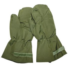 GB mittens, OD green, lined, trigger finger, like new