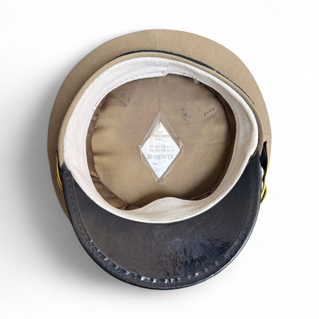 RSR TISZTI SAPKA - TÜZÉRSÉG/TECHNIKAI - ROMÁN HADSEREG KATONAI FELESLEG - ZÖLD OD - MINT ÚJ