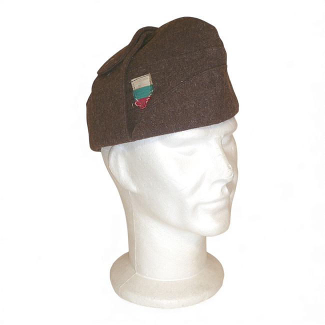 Side Wool Cap with Ear Flaps - Cold War Era - Military Surplus, Army of the People s Republic of Bulgaria - Brown - Like New