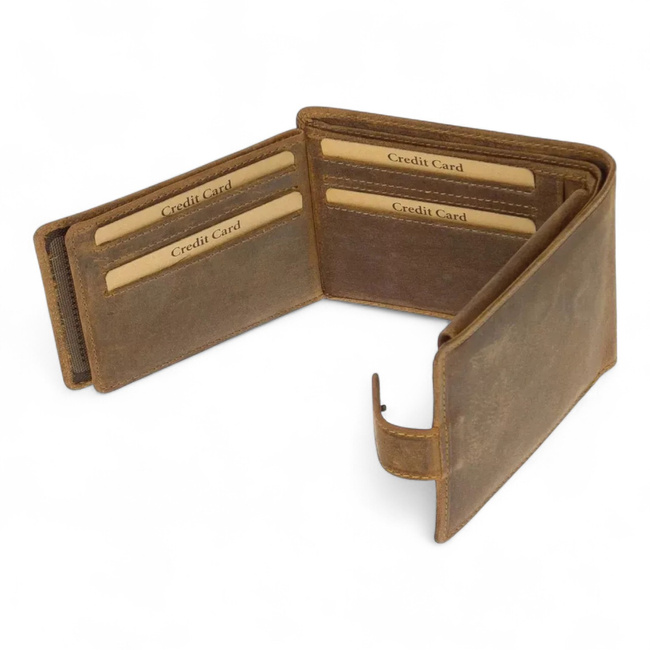 Leather Wallet for Hunters with Print - Red Deer - Brown - GreenDeed