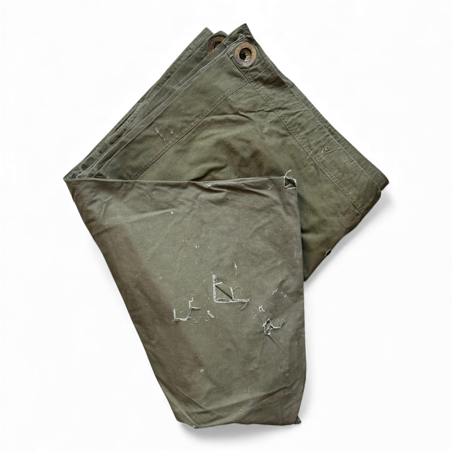 Tent Sheet - Model 1970 MFA - Romanian Army Military Surplus - Olive Drab - Defective / Degraded