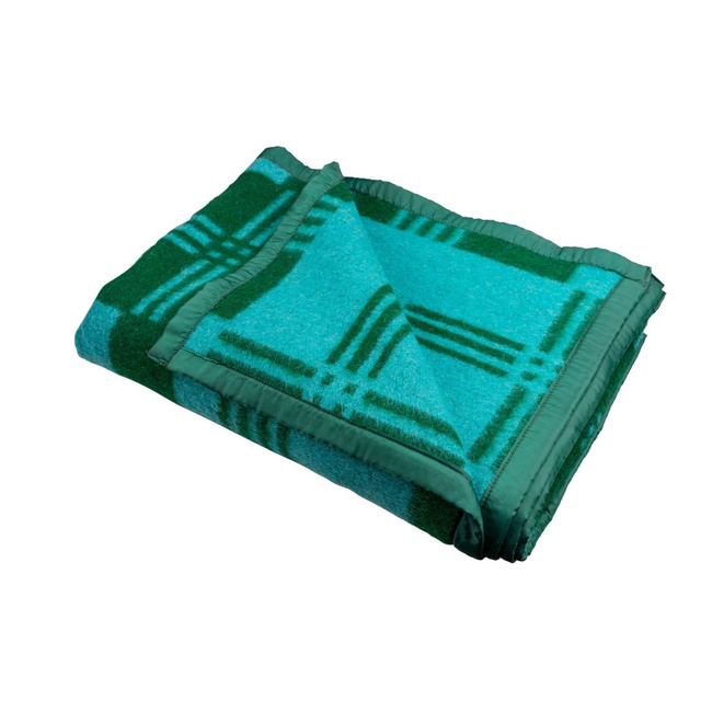Romanian wool blanket, traditional pattern, 140x200cm, green