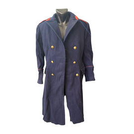 Kék kabát piros vállpántokkal, gyapjúból - Román katonai felesleg - Használt