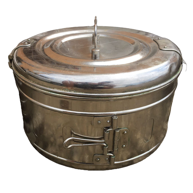 STERILIZÁLÓ TOK - SÁRGARÉZ/ROZSDAMENTES ACÉL - VINTAGE - KATONAI TÖBBLET ROMÁN HADSEREG