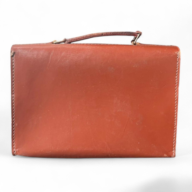 Bőr Dokumentum Táska - Román Hadsereg Katonai Surplus - Barna - Jó Állapotban