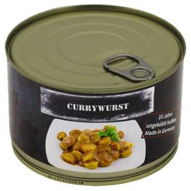 CURRY KOLBÁSZ KONZERV - 400 G - ELTARTHATÓSÁGI IDŐ 10 ÉV - MFH®
