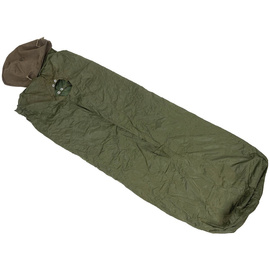 Múmia hálózsák elülső cipzárral és bivy borítóval - 200 x 85 cm - Magyar Hadsereg katonai felesleg - OD zöld