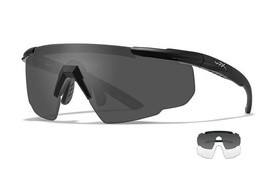 BALLISTIC SUNGLASSES - SABER ADVANCED - WILEY X - GREY/ CLEAR - BLACK FRAME