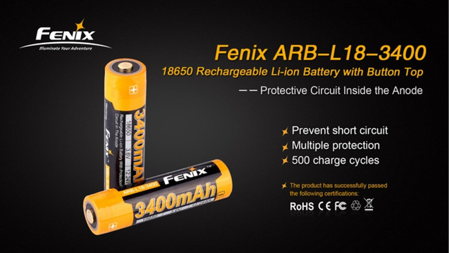18650 Phoenix - 3400mAh - Tölthető akkumulátor - ARB-L 18-3400