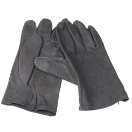 Leather gloves without lining, grey - Military Surplus from the Geman Army - Quality I - Used
