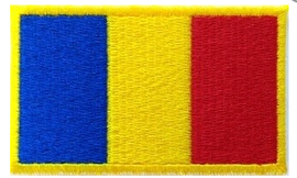 ROMANIA DRAPEL FORTE TERESTRE - 9,5x4 cm - YELLOW BORDERS