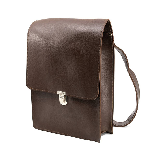 IMITATION LEATHER BAG WITH CONTENTS - MILITARY SURPLUS ROMANIAN ARMY - BROWN - IN GOOD CONDITION