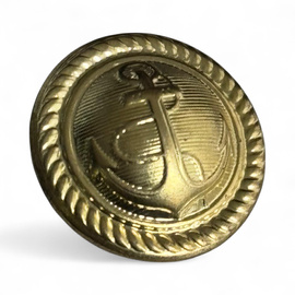Metal Button - Navy Uniform - Romanian Naval Forces - 23 mm - Anchor Design - Gold - In Good Condition