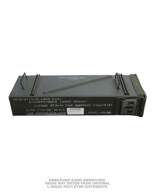 US LG 120MM METAL AMMO BOX USED