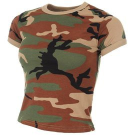 MFH női álcás póló, minta woodland, 160g/m2