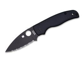 POCKET KNIFE SHAMAN ALL BLACK SERRATED - SPYDERCO