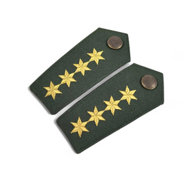 PAIR OF POLICE EPAULETTES – 4 STARS – OD GREEN/GOLDEN – WEST GERMAN FEDERAL POLICE – LIKE NEW