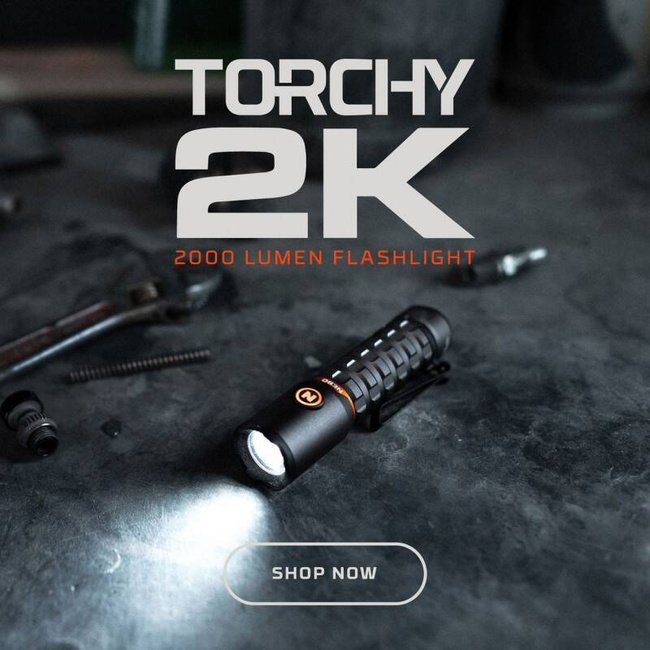Nebo Torchy 2K LED-es zseblámpa, akkumulátor, 2000lm, 3 fényerőfokozat, turbó funkció és villogó fény, alumínium, IP66, szürke