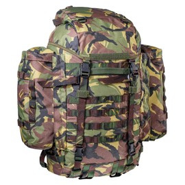 HÁTIZSÁK OLDALSÓ ZSEBEKKEL - 80 LITERES - HOLLAND HADSEREG KATONAI TÖBBLET - DPM CAMO - MINT ÚJ