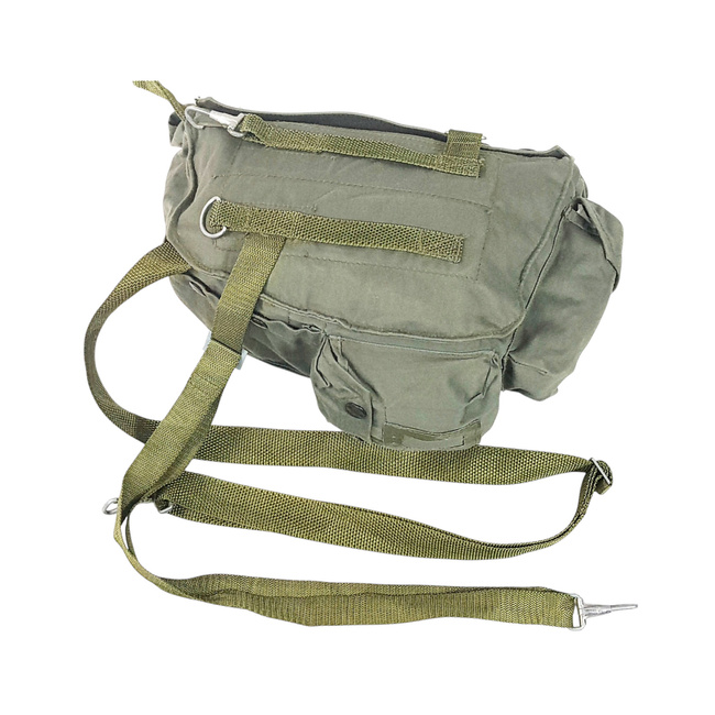 VÁSZON TÁSKA VÉDŐMASZKHOZ - MP4 - 1970-ES ÉVEK - LENGYEL HADSEREG KATONAI FELESLEG - ZÖLD OD - HASZNÁLT