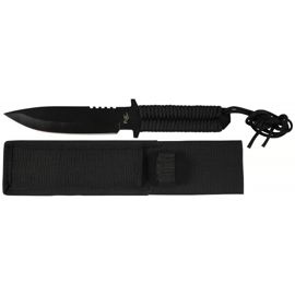 Knife with fixed Blade, black, paracord wrap handle, black