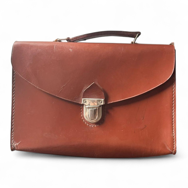 Bőr Dokumentum Táska - Román Hadsereg Katonai Surplus - Barna - Jó Állapotban