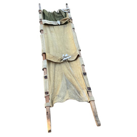 VINTAGE WOODEN SANITARY STRETCHER - 1965-1980 - ROMANIAN ARMY MILITARY SURPLUS - IN GOOD CONDITION