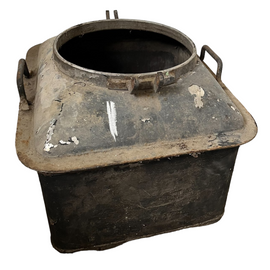 Rozsdamentes acél bojler fedél nélkül - Terepi konyha - Katonai felesleg a román hadseregtől - 35 L - Használt