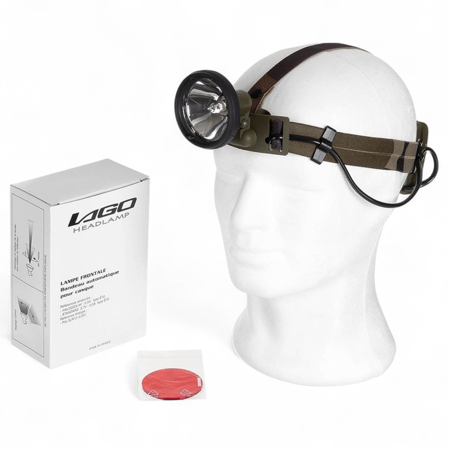 LAGO fejlámpa - Francia Hadsereg katonai felesleg - Zöld olíva/CCE-álca - Mint új