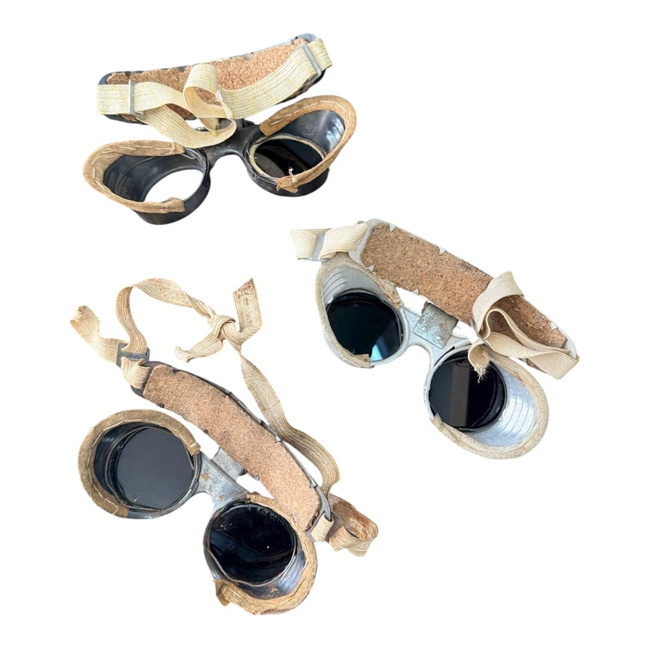 Aluminum Welding Goggles - Model G249 - Romanian Metallurgical Industry RSR - Romanian Army Military Surplus - Black - With Defects/Used