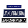 Emblemă "JANDARMERIA" spate, pe suport bleumarin și aplicare tip Velcro (cu scai) - 28x10 cm