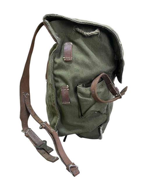 Katonai hátizsák- Hidegháborús román hadsereg (vászon) - vintage ritka - Zöld OD - Használt