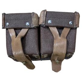 Kettős lőszerzseb - Mosin Nagant - Barna foltos bőr - Román Hadsereg katonai túlzott felszerelés - Jó állapotban