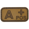 3D VELCRO PATCH - 5 x 2.5 CM - MFH® - BROWN/KHAKI - BLOOD GROUP "A POS"