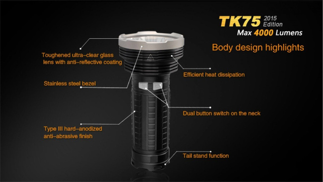 Lámpák, zseblámpa, Fenix TK75, vízálló 