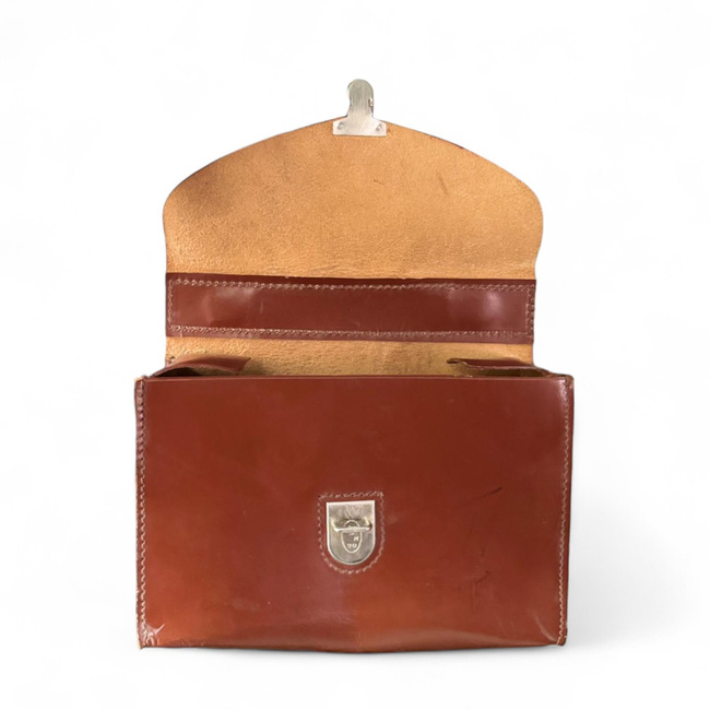 Bőr Dokumentum Táska - Román Hadsereg Katonai Surplus - Barna - Jó Állapotban