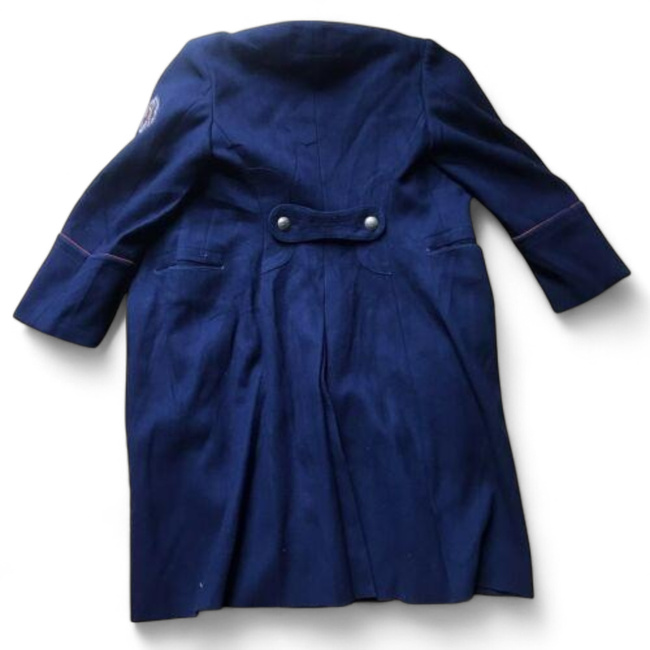 Navy blue wool coat with red epaulettes – Romanian military surplus - In good condition 