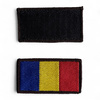 Romanian Flag Emblem - 7 x 3.5 cm - Velcro Application (hook and loop) - Brown Contour Stitching